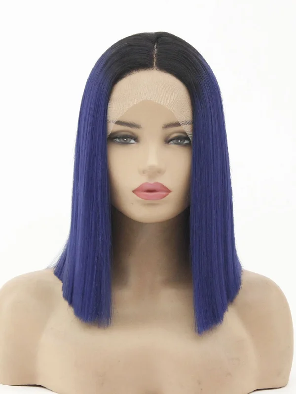 10"" Rooted Blue Bob Lace Front Wig 525