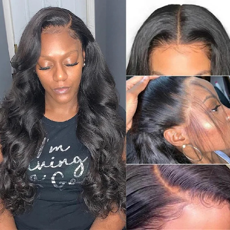 13x4 13x6 Transparent Lace Frontal Wig Body Wave Virgin Human Hair