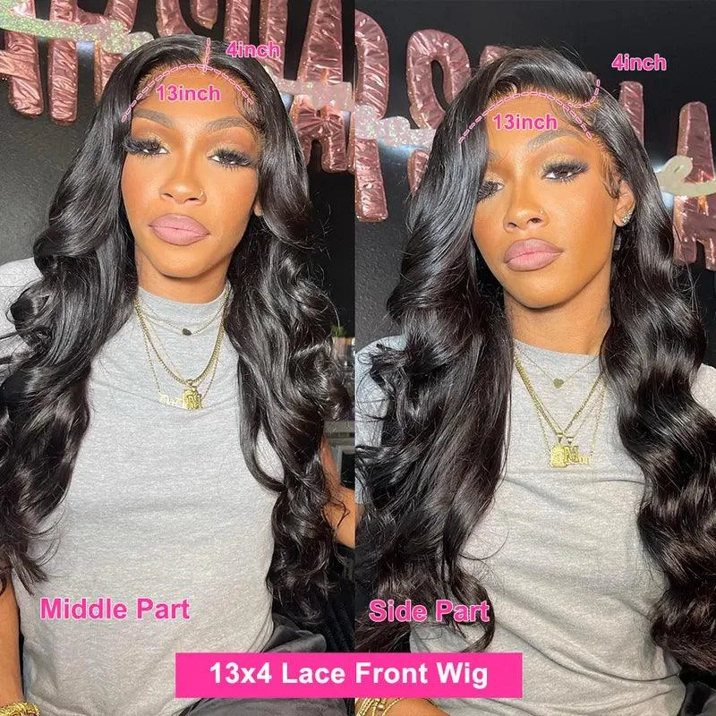 13x4 13x6 Transparent Lace Frontal Wig Body Wave Virgin Human Hair