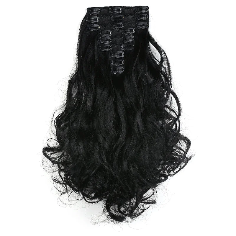 20"" Curly Full Head 9 Hair-Pieces Kanekalon Futura Heat Resistance Clip in Hair Extension