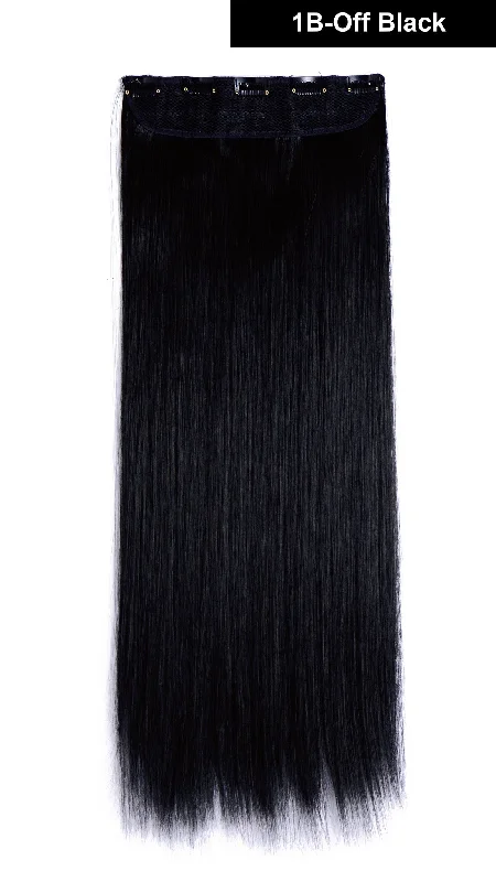 24"" Straight 3/4 Full Head Synthetic Hair Extensions Clip on Hairpieces 5 Clips