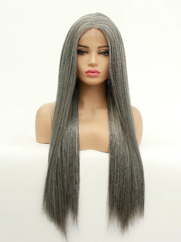 26"" Mixed Gray Lace Front Wig 500