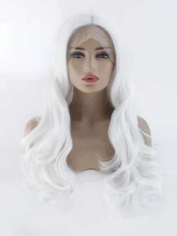 26"" Pure White Wavy Lace Front Wig 359