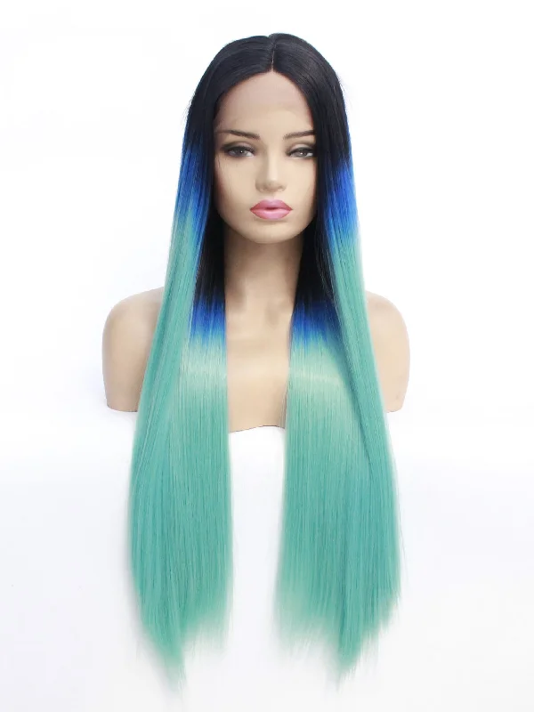 26"" Rooted Gradient Blue Lace Front Wig 467