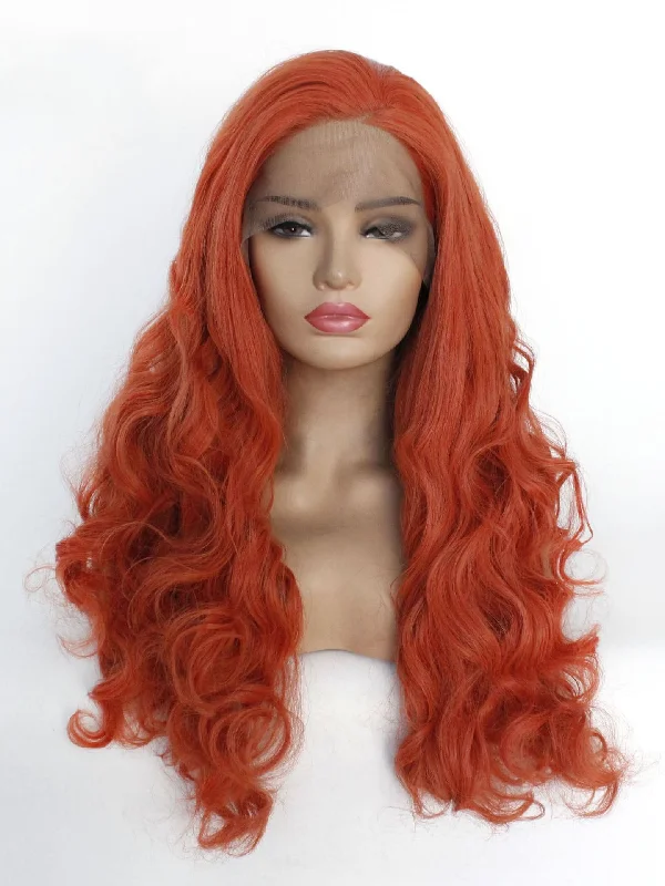 26"" Rust Red Wavy Lace Front Wig 481