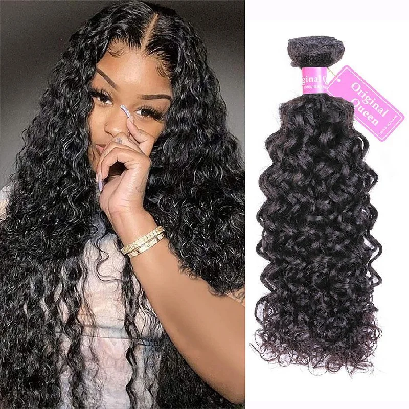 Water Wave Human Hair 4 Bundles with 4*4 Lace Clsoure Natural Black