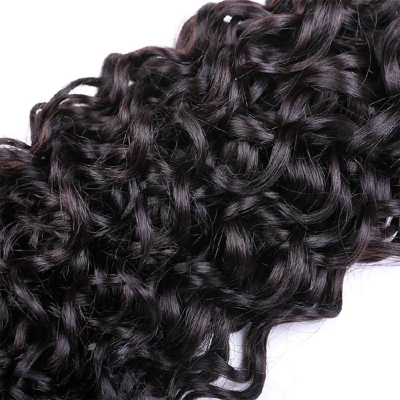 Water Wave Human Hair 4 Bundles with 4*4 Lace Clsoure Natural Black