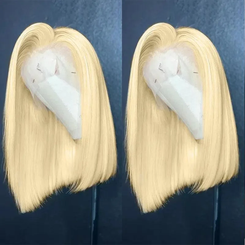 4x4/13x4 Lace Wig #613 Blonde Bob Wig Brazilian Straight Human Hair Wigs