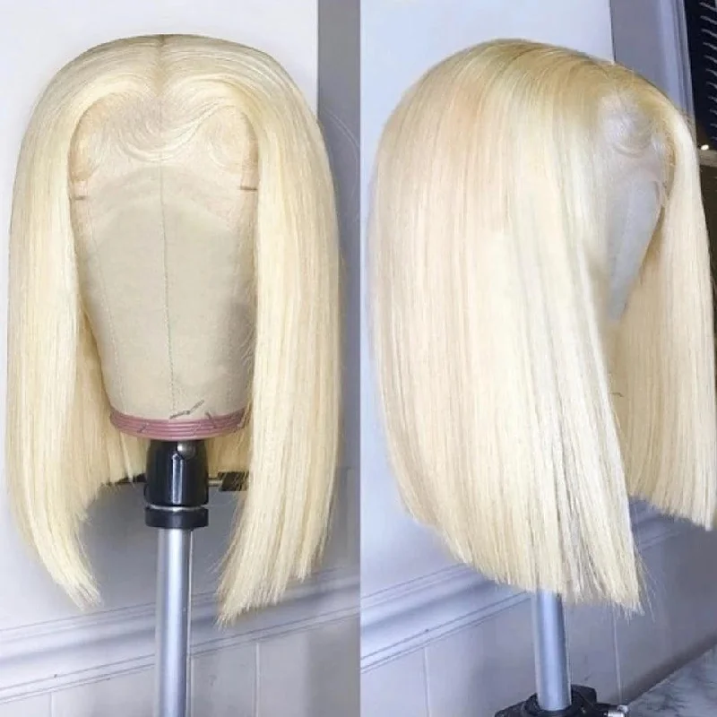 4x4/13x4 Lace Wig #613 Blonde Bob Wig Brazilian Straight Human Hair Wigs