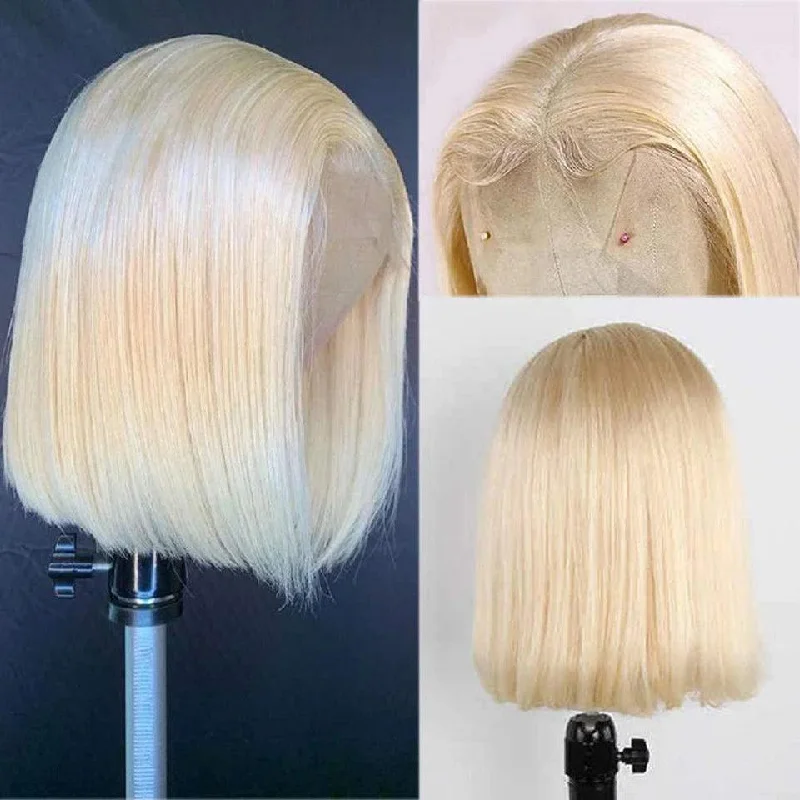 4x4/13x4 Lace Wig #613 Blonde Bob Wig Brazilian Straight Human Hair Wigs