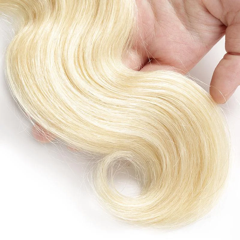 #613 Blonde Body Wave Virgin Human Hair Bundle Deal With Closure Frontal