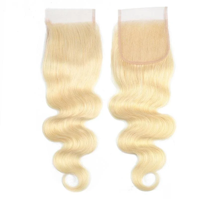 Body Wave 613 Blonde Color Bundles with 4x4 Lace Closure Human Virgin Hair -OQHAIR