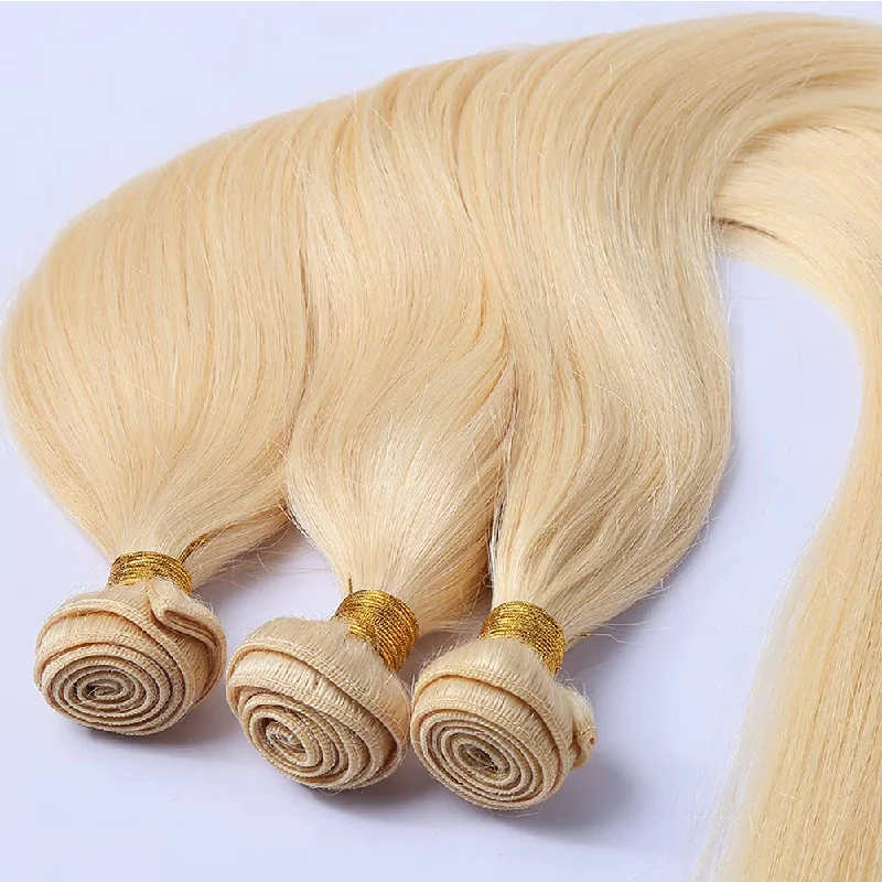 Straight 613 Blonde Color Bundles with 4x4 Lace Closure Human Virgin Hair -OQHAIR