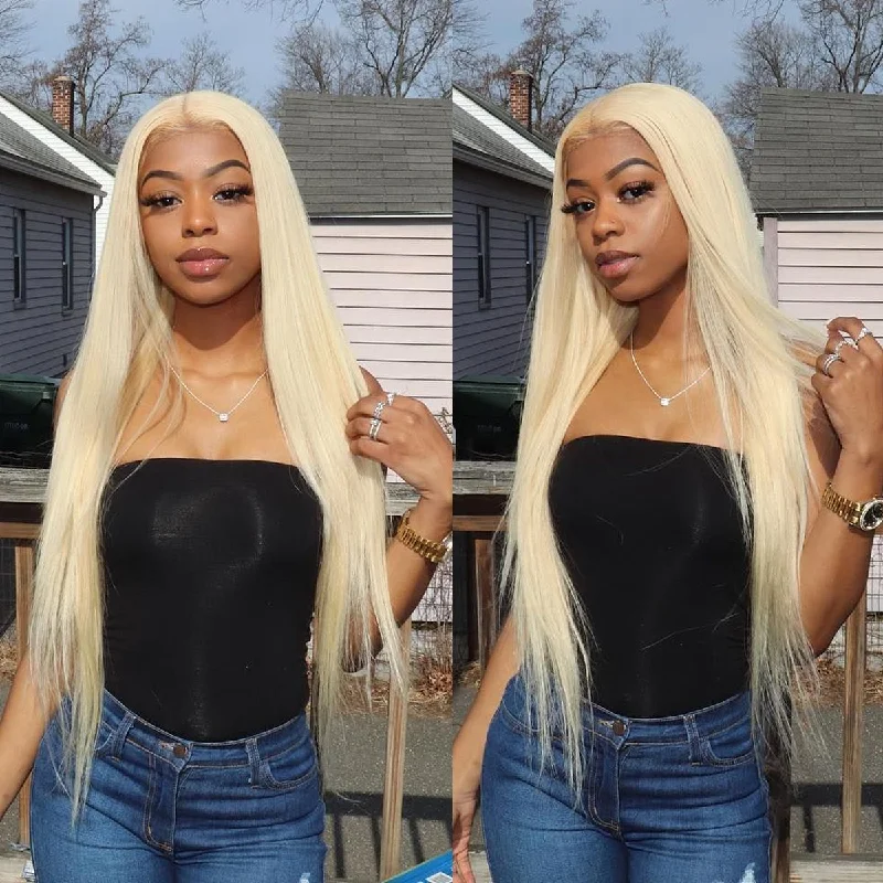 Straight 613 Blonde Color Bundles with 4x4 Lace Closure Human Virgin Hair -OQHAIR