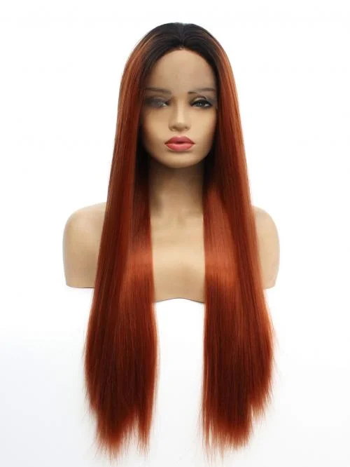 Black Root 130# Dark Auburn Lace Front Wig 163