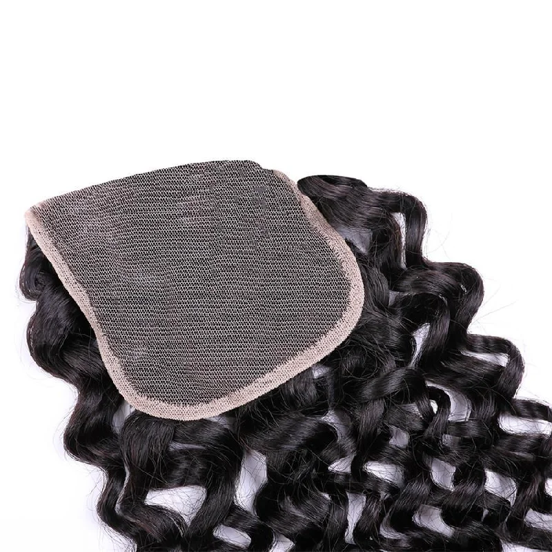 Deep Wave 3 Bundles with 4*4 Lace Closure Human Virgin Hair -OQHAIR