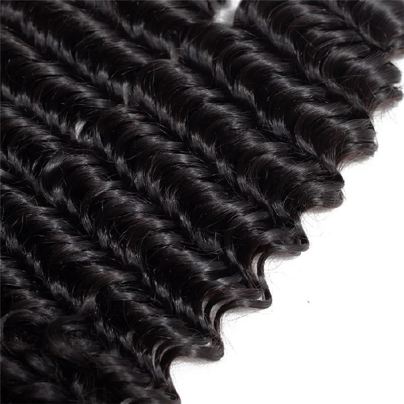 4 Bundles Deep Wave Human Virgin Hair Natural Black -OQHAIR