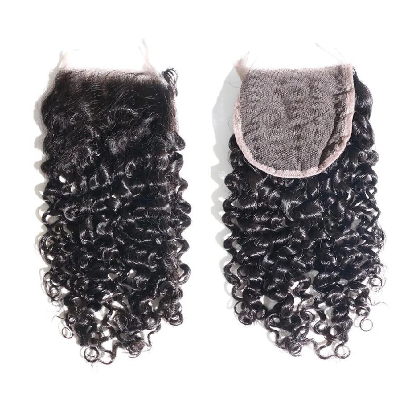 Kinky Curly 3 Bundles with 4*4 Lace Closure Human Virgin Hair -OQHAIR