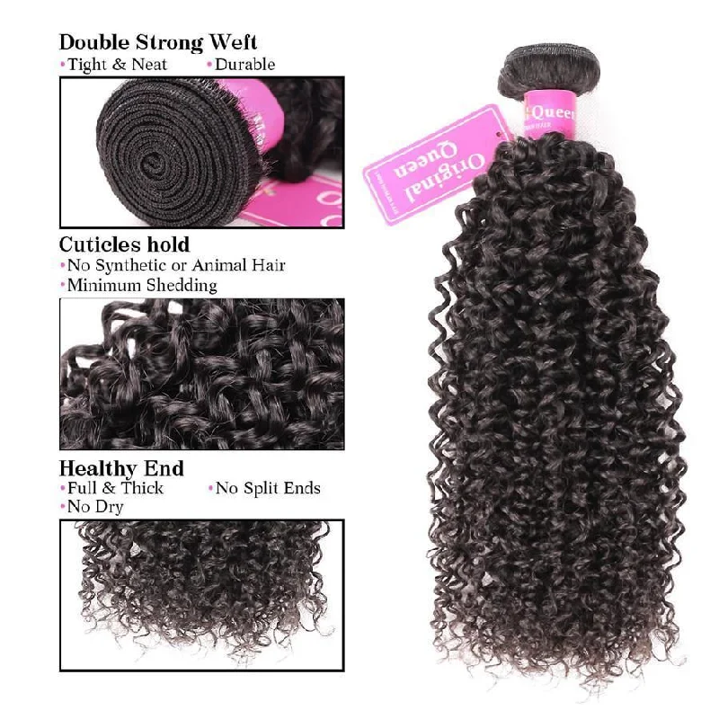 Kinky Curly 3 Bundles with 4*4 Lace Closure Human Virgin Hair -OQHAIR