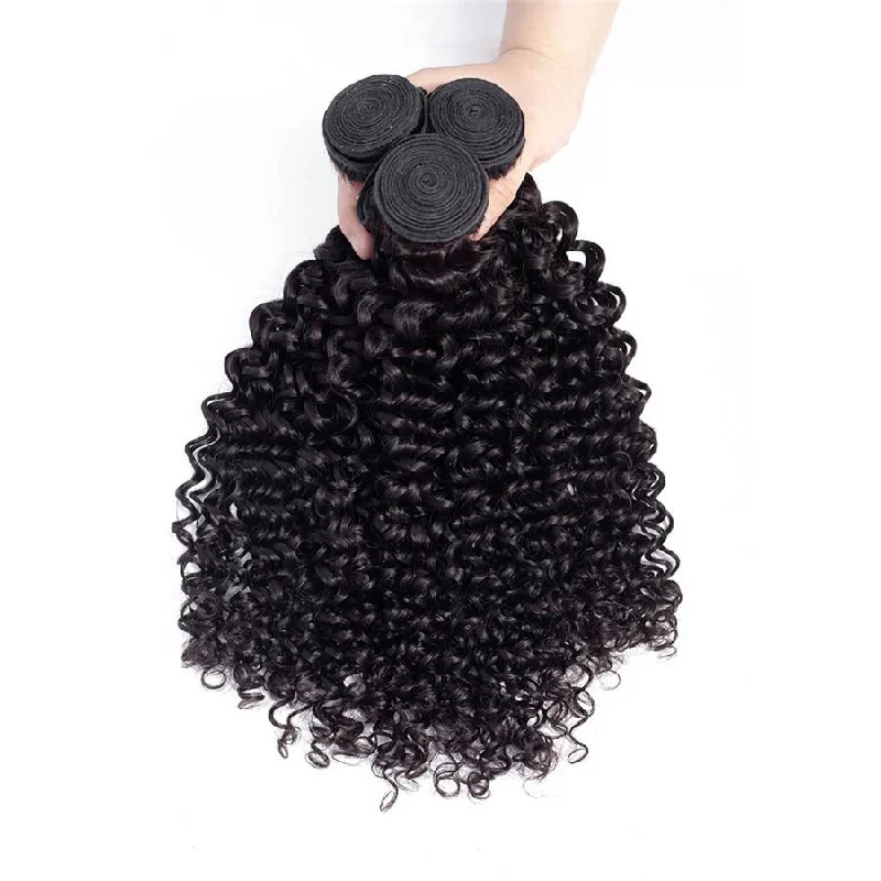 Kinky Curly 3 Bundles with 4*4 Lace Closure Human Virgin Hair -OQHAIR