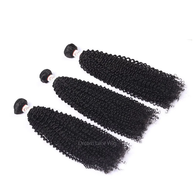 Kinky Curly Hair Bundles with Transparent Lace HD Lace 13x4 Lace Frontal