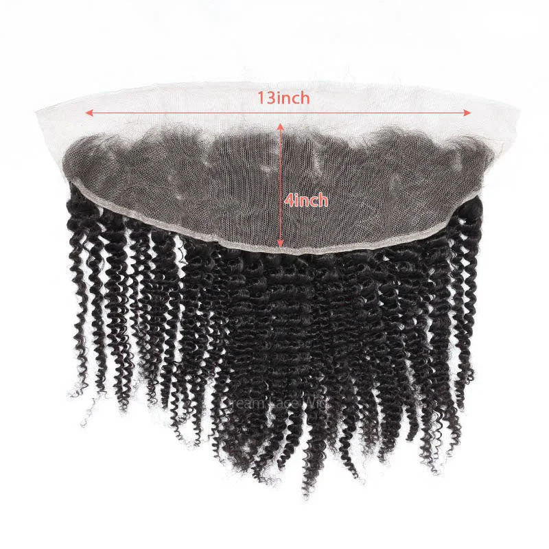 Kinky Curly Hair Bundles with Transparent Lace HD Lace 13x4 Lace Frontal