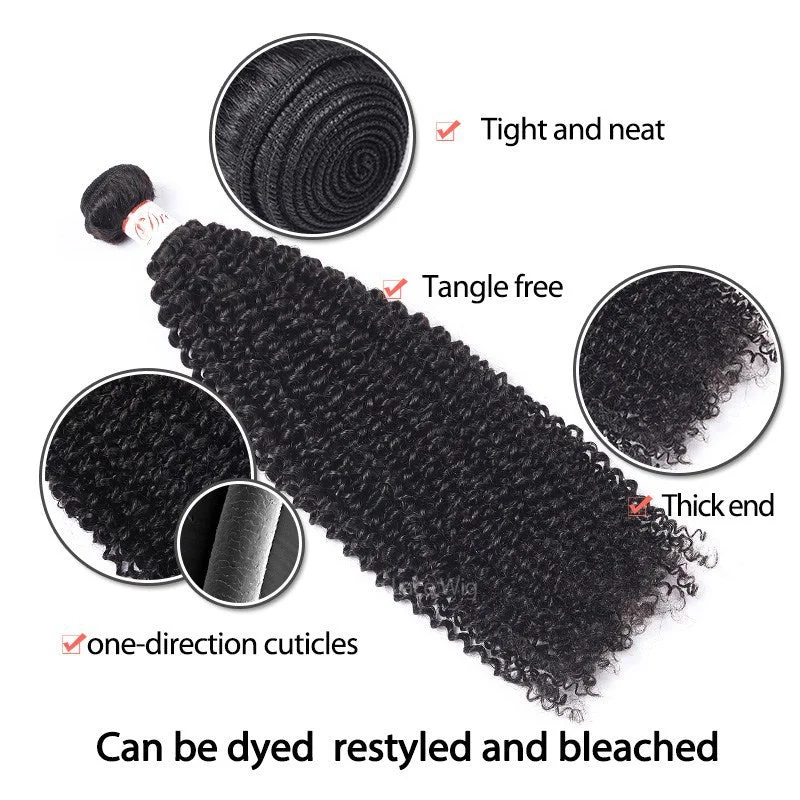 Kinky Curly Hair Bundles with Transparent Lace HD Lace 13x4 Lace Frontal