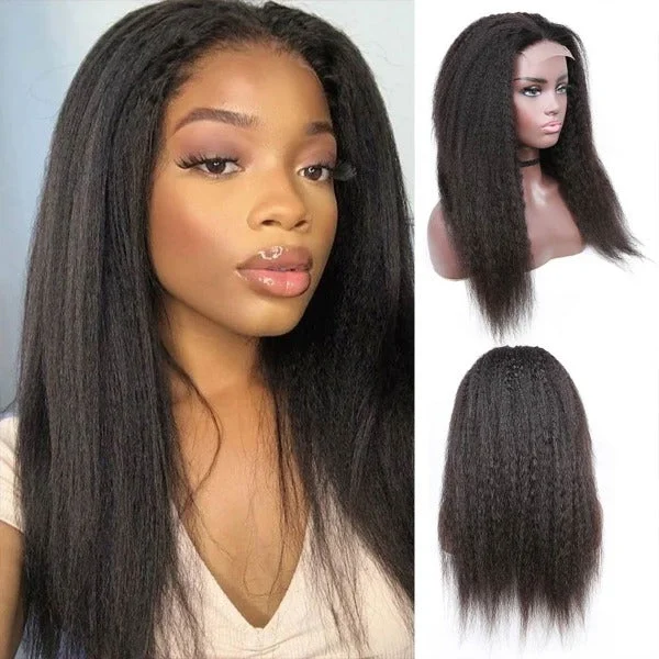 4x4 Lace Closure Wigs Preplucked Human Hair Kinky Straight Skin Melt Lace Wigs for Women