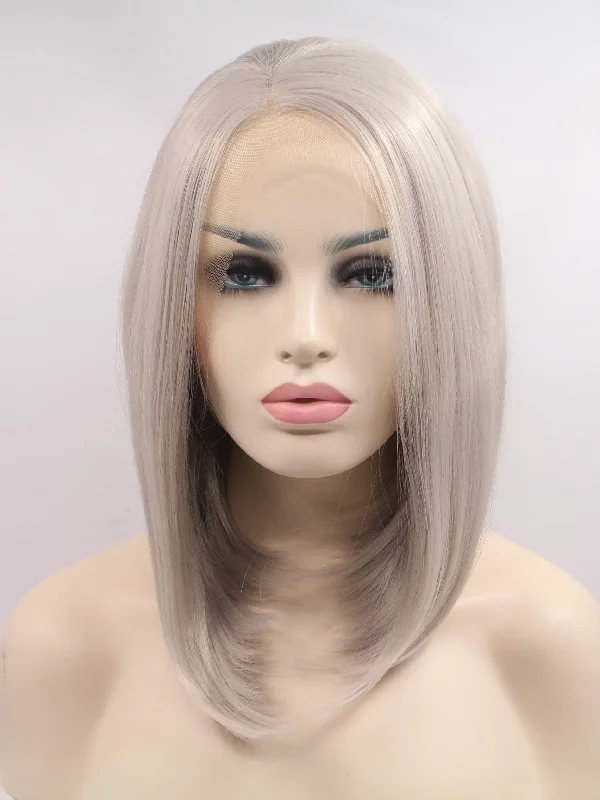 Light Grey Short Bob Lace Front Wig 316