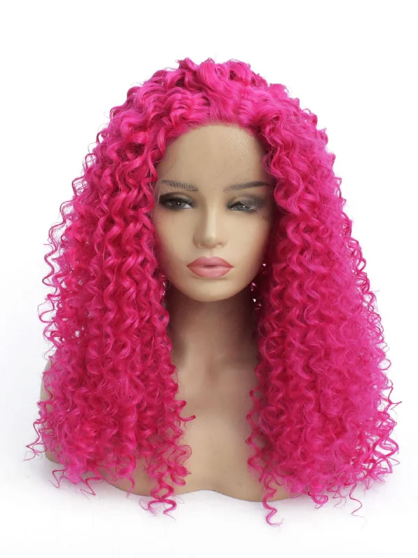 Magenta Curly Lace Front Wig 595