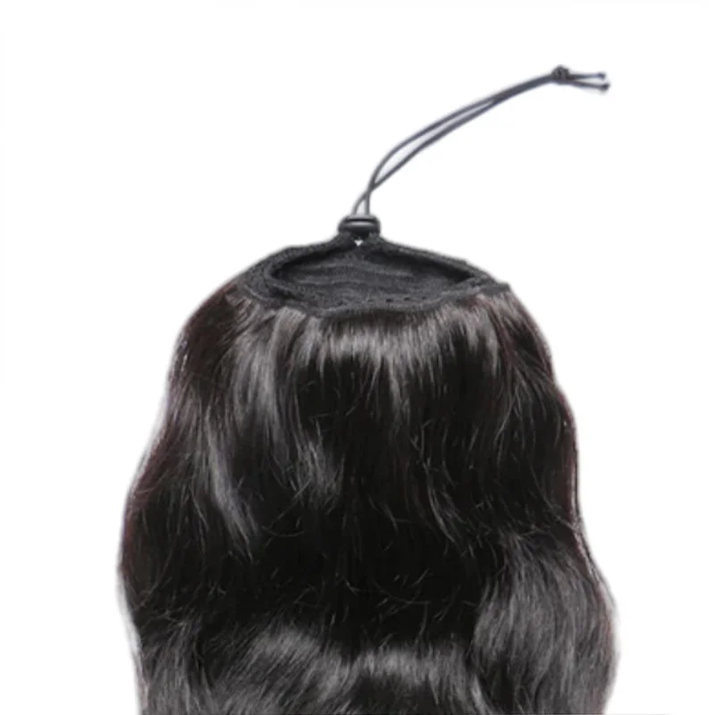 Natural Black Body Wave Drawstring Ponytail Hair Human Hair Extensions