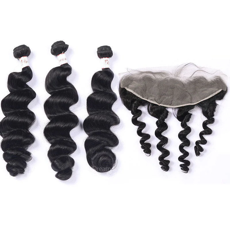 New Loose Wave Hair Bundles with Transparent Lace HD Lace 13x4 Lace Frontal