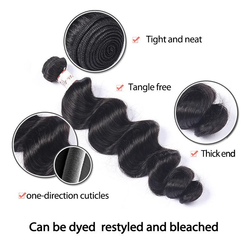 New Loose Wave Hair Bundles with Transparent Lace HD Lace 13x4 Lace Frontal