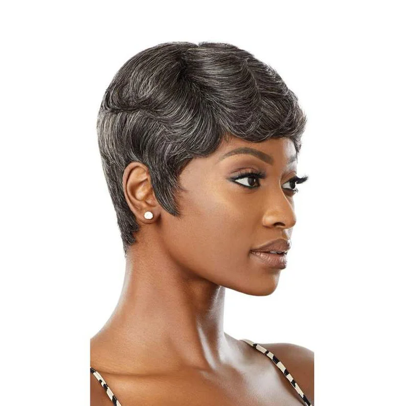 OUTRE Fab & Fly Gray Glamour 100% Unprocessed Human Hair Wig - ADDISON