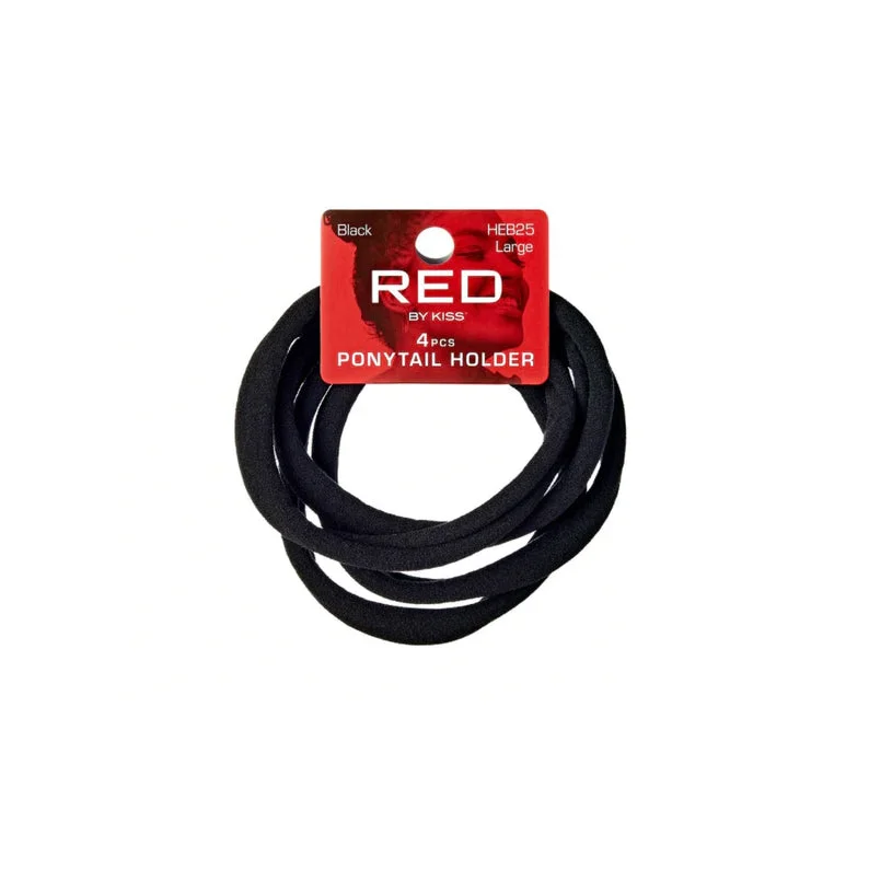 RED Ponytail Holder Large 4 pcs[Black] #HEB25