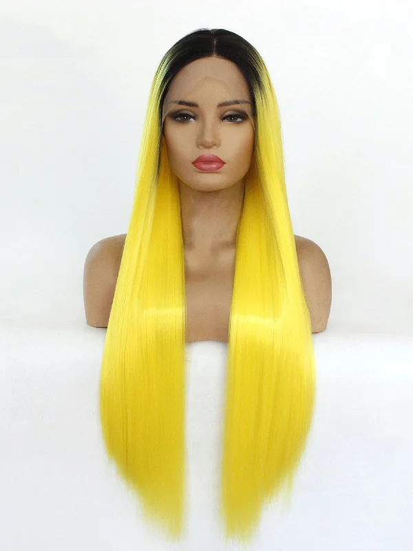 Rooted Yellow Lace Front Wig 437