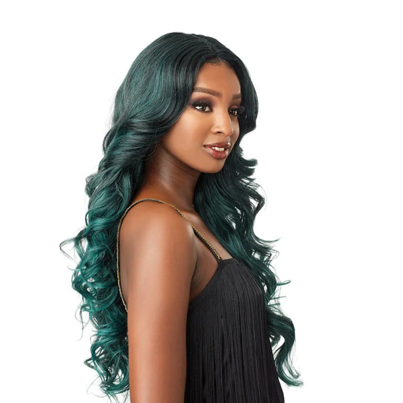 SENSATIONNEL 100% Premium Fiber Lace Front Wig Empress Edge Natural Center Part TRISSA