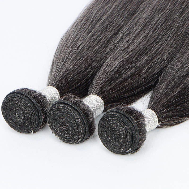 Salt And Pepper Straight Human Hair 1/2/3/4 Bundles Deal Natural Grey Hair Extensions