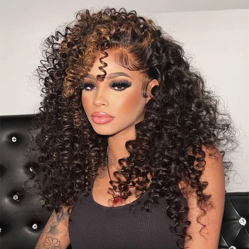 Spring Curl Highlight Color 13x4 Lace Front Wig For Women