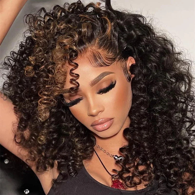 Spring Curl Highlight Color 13x4 Lace Front Wig For Women