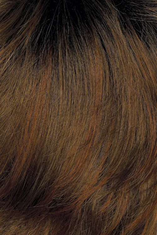 Golden Brown with Light Auburn highlights and Dark Brown roots