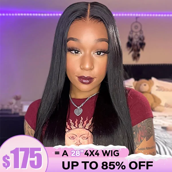 Clearance Sale | Straight 4x4 Closure Wig Human Hair Wigs Pre Plucked With Baby Hair