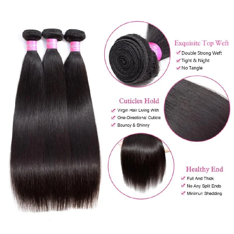 3 Bundles Straight Unprocessed Human Virgin Hair -OQHAIR