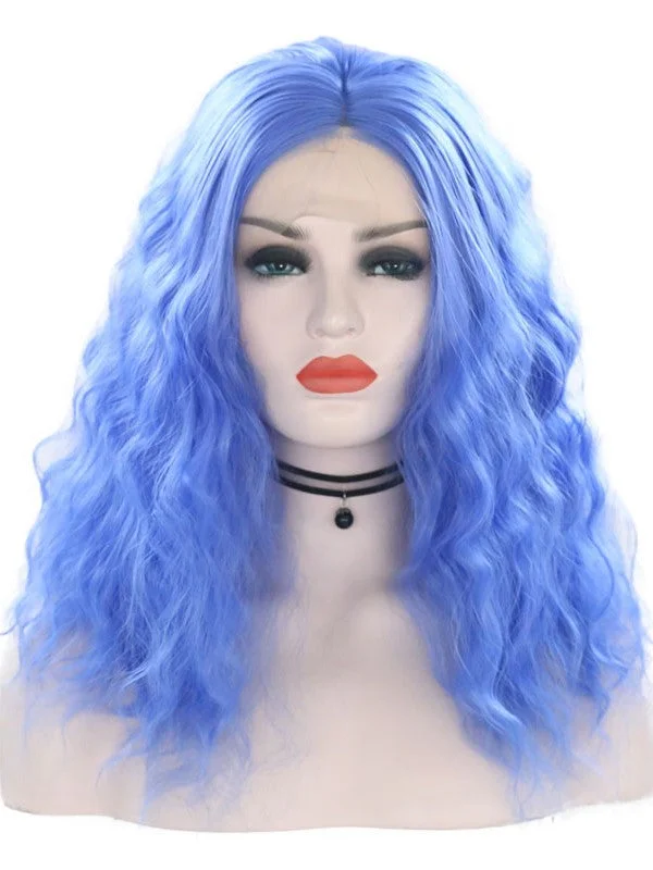 Ultramarine Blue Wavy Lace Front Wig 035