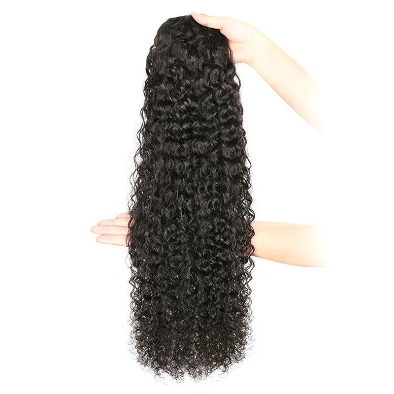 Virgin Human Hair Ponytail Extension Deep Curly Drawstring Ponytail