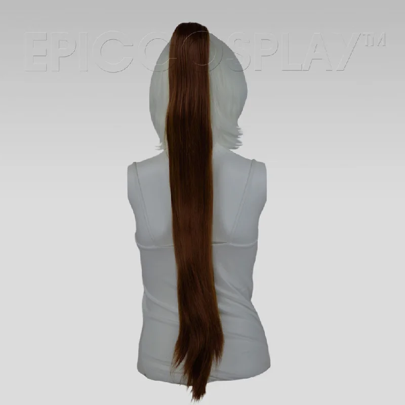 35"" Medium Brown Straight Ponytail Clipon