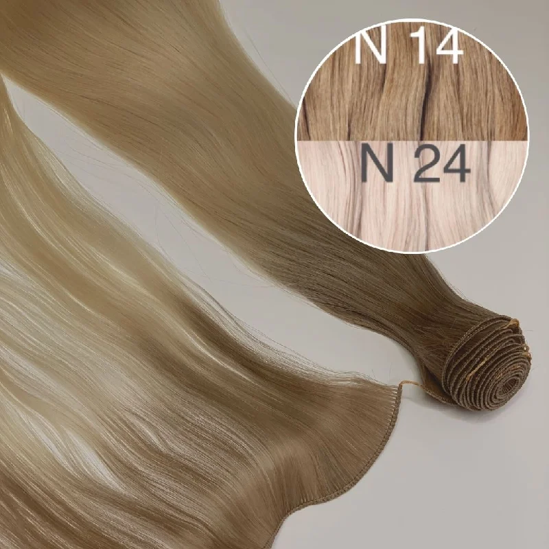 Hair Wefts Hand tied / Bundles Color _14/24 GVA hair_One donor line