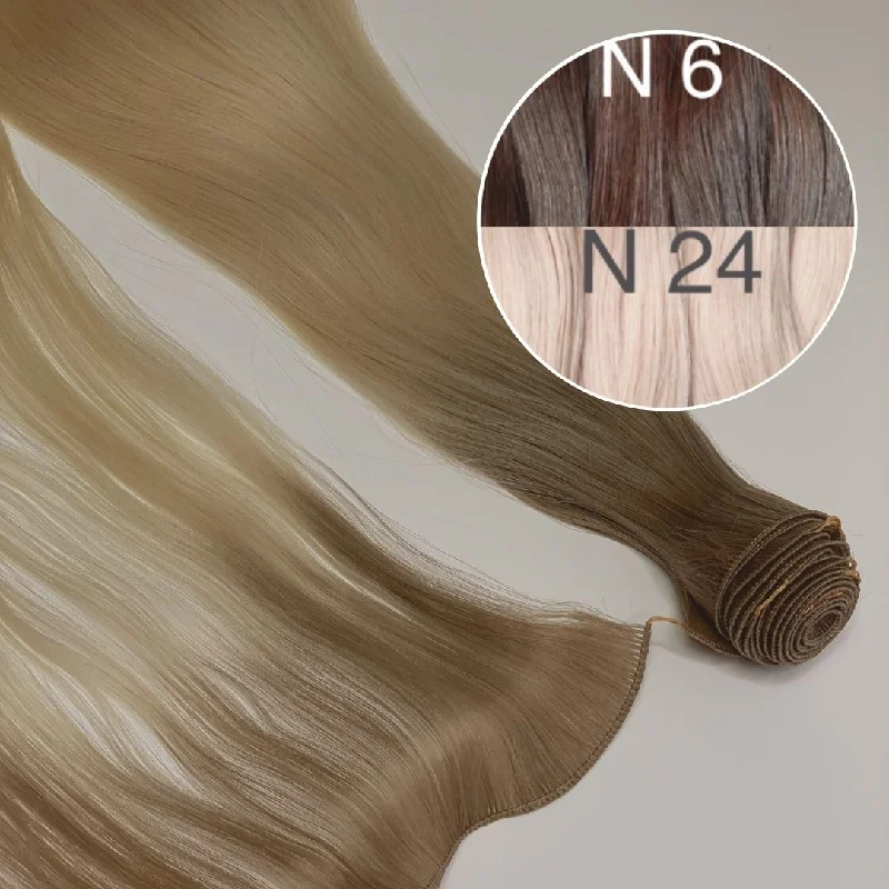 Hair Wefts Hand tied / Bundles Color _6/24 GVA hair_One donor line