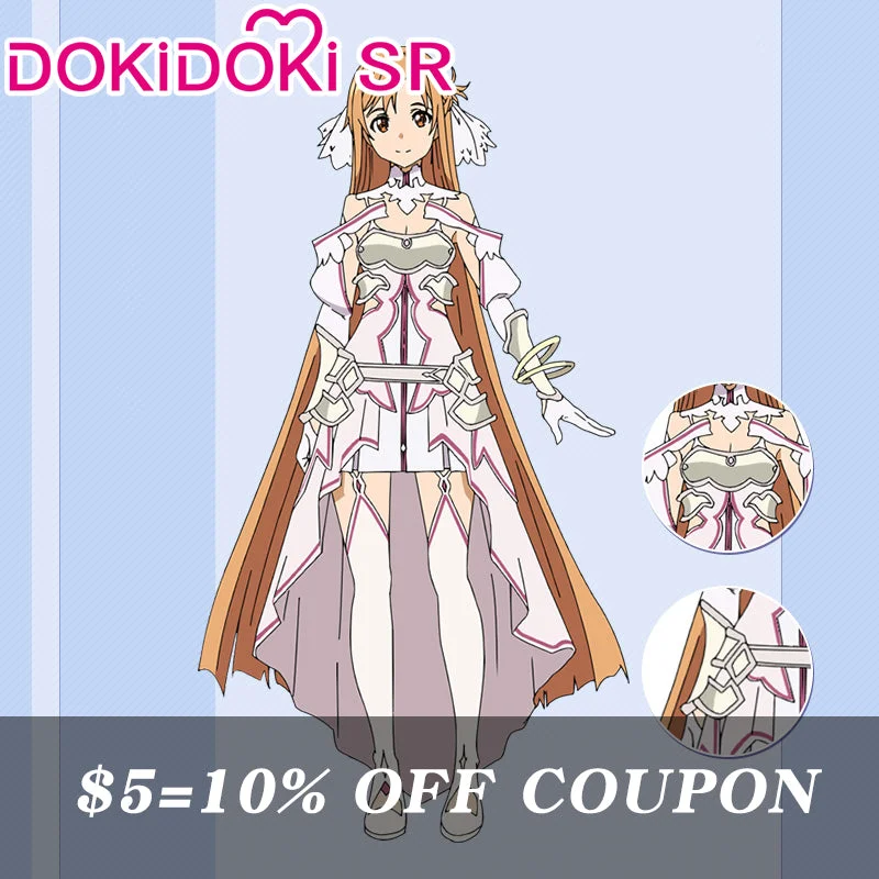 $5 Deposit =10% OFF Coupon DokiDoki-SR Anime Sword Art Online Cosplay Yuuki Asuna Costume Goddess Stacia SAO