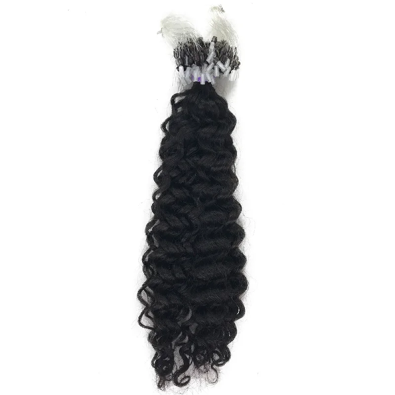 8A Micro Link Jerry Curl Human Hair Extension Natural Black